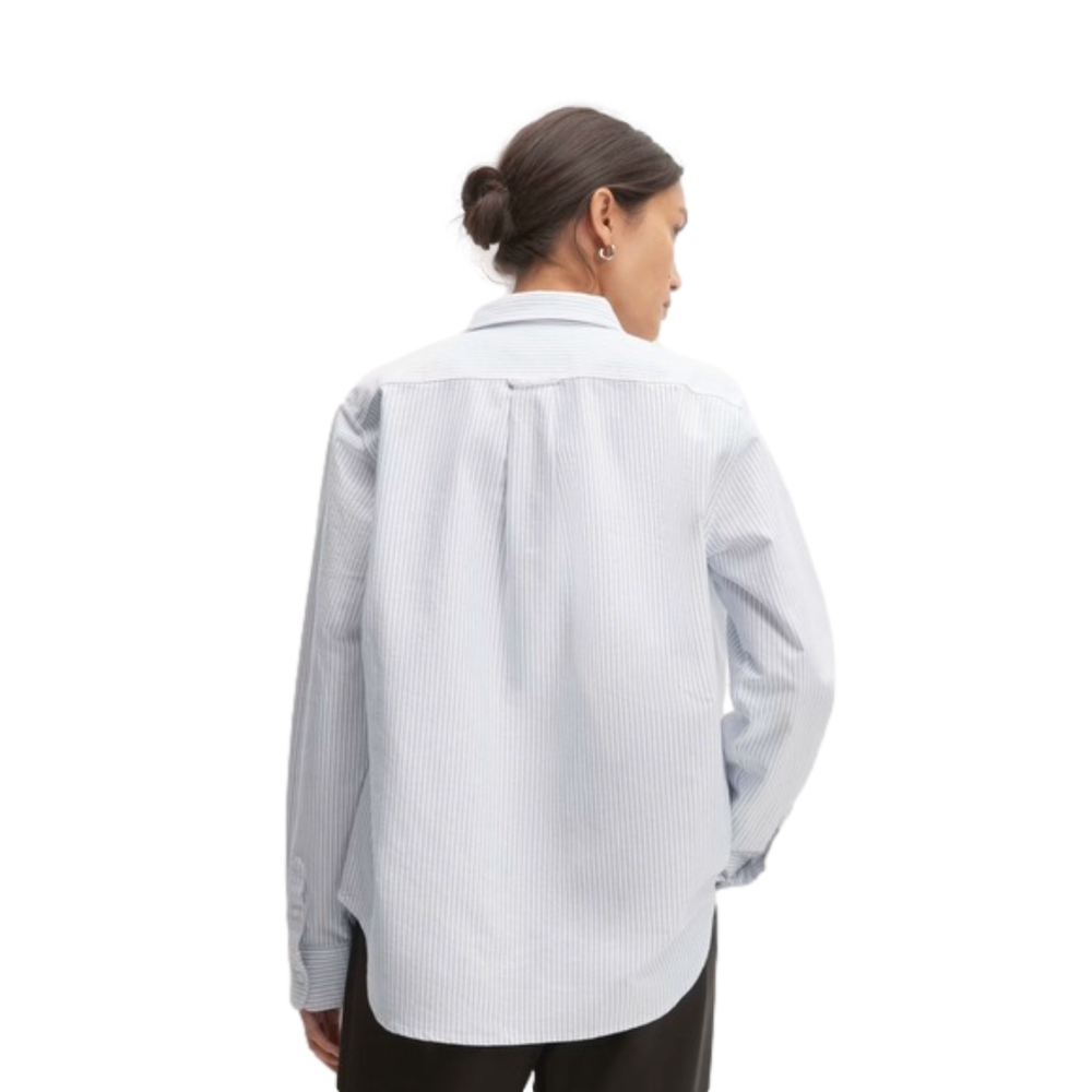 Everlane NWT Women’s Long Sleeve Button Down Oversized 100% Cotton Striped Mint - Picture 4 of 10